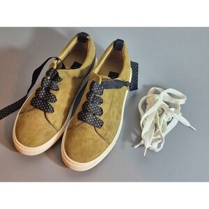 Viajiyu Italy Bespoke Suede Sneakers Brown Satin Ribbon Laces EU 37 US 6.5